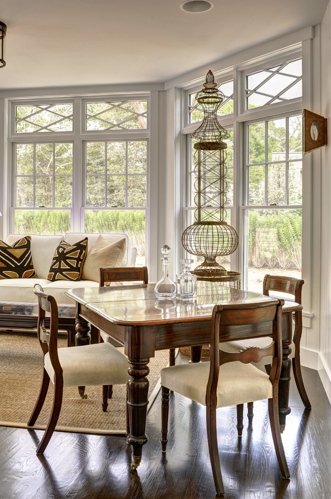 Sunroom - large traditional dark wood floor sunroom idea in New York with no fireplace and a standard ceiling