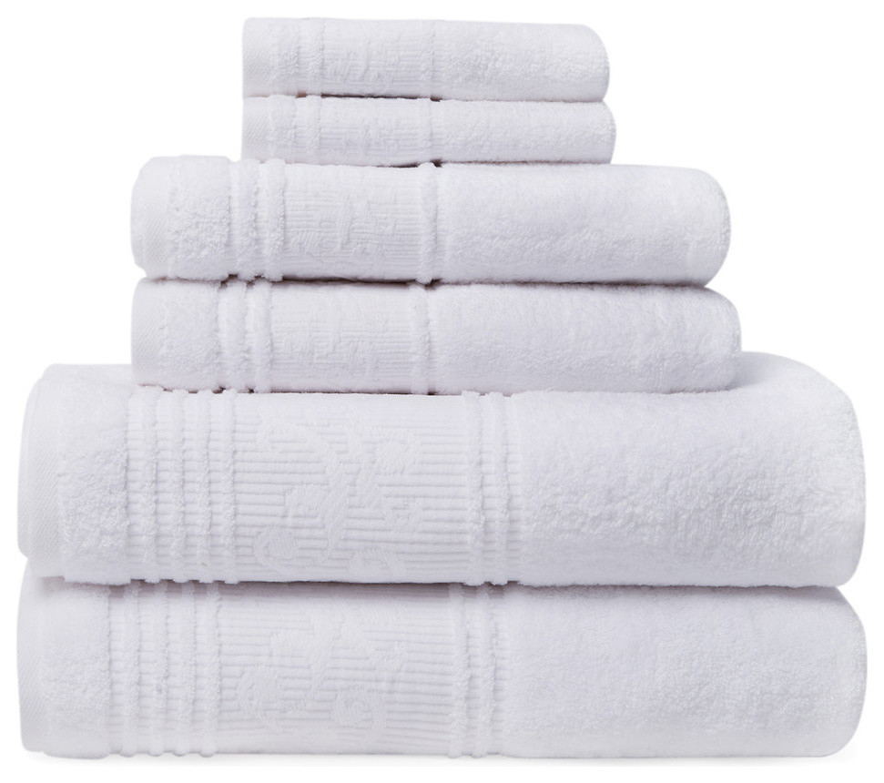 Leila 6Piece 100 Turkish Cotton Bath Towel Set Traditional Bath