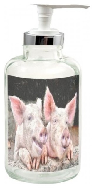 Jowly Good Time For Pigs, Clear Glass Soap Dispenser