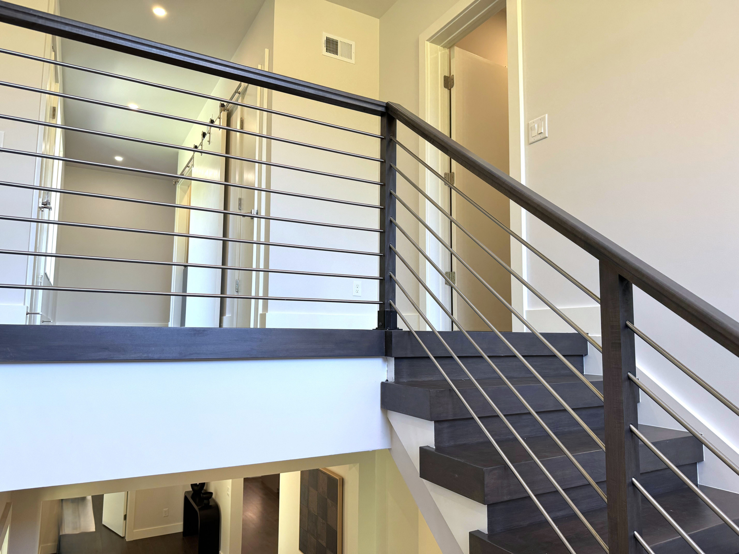 137_Transitional Maple Staircase with Stainless Steel Rail, Clifton, VA 2014