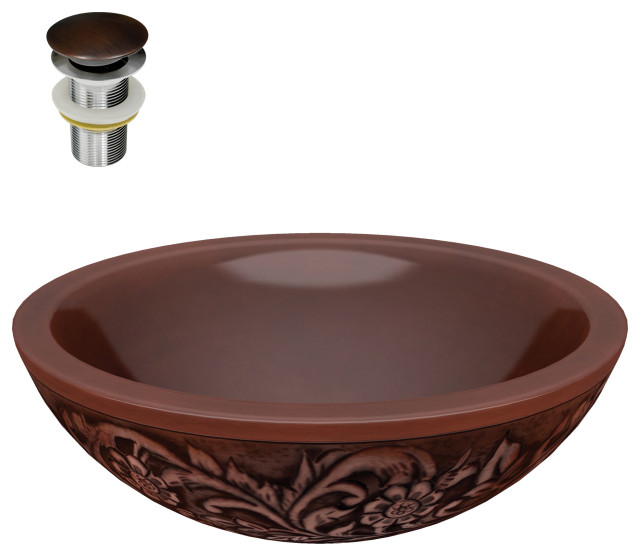 ANZZI Theban 16" Vessel Sink, Polished Antique Copper