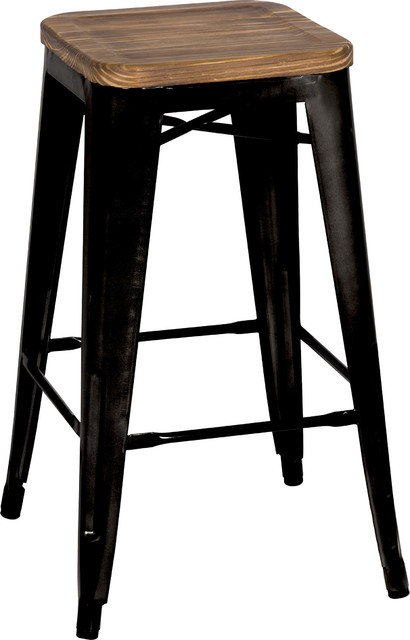 Metropolis Backless Stool With Wood Seat Set Of 4 Contemporary Metropolis Backless Stool With Wood