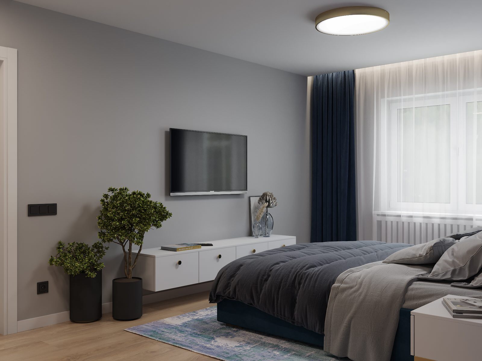 Визуализация дизайн-проекта квартиры 95 м кв, для пары с ребенком