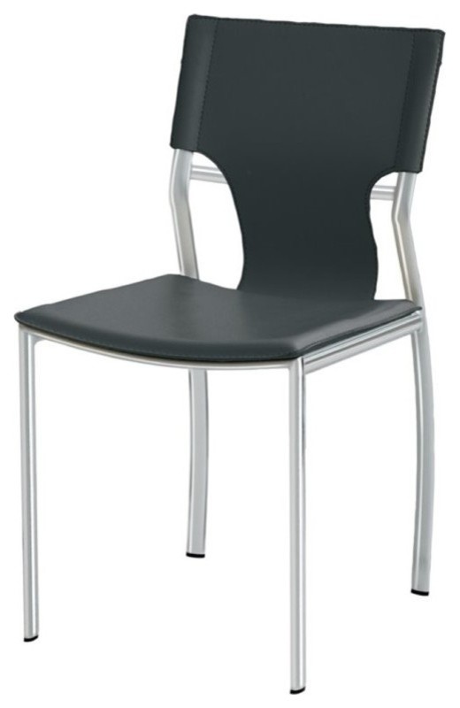 Nuevo Lisbon Leather Dining Side Chair in Black
