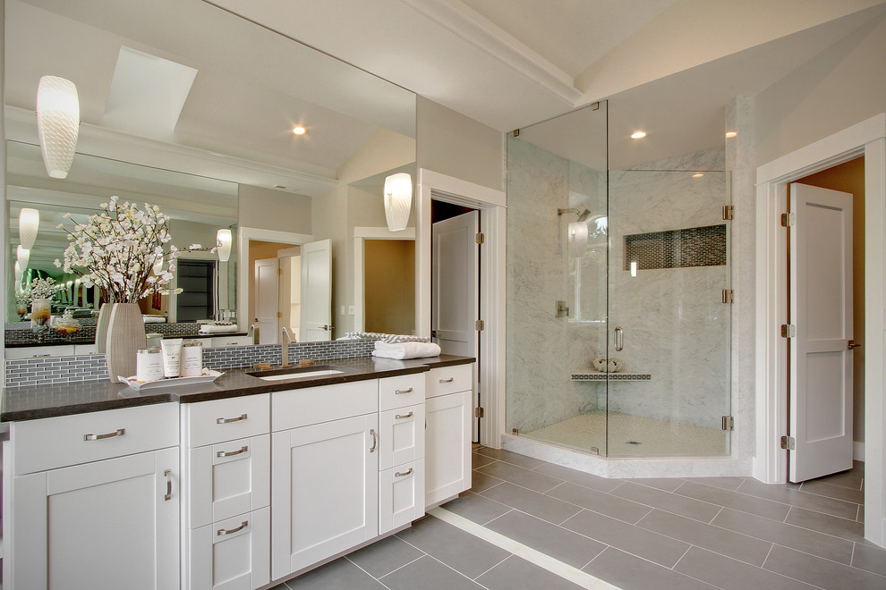 Transitional bathroom in Seattle.