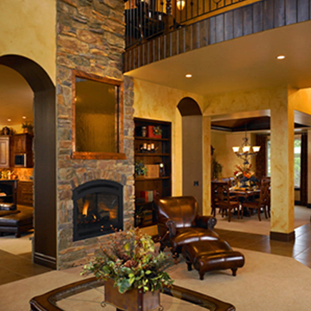 Mountain style home design photo in Denver