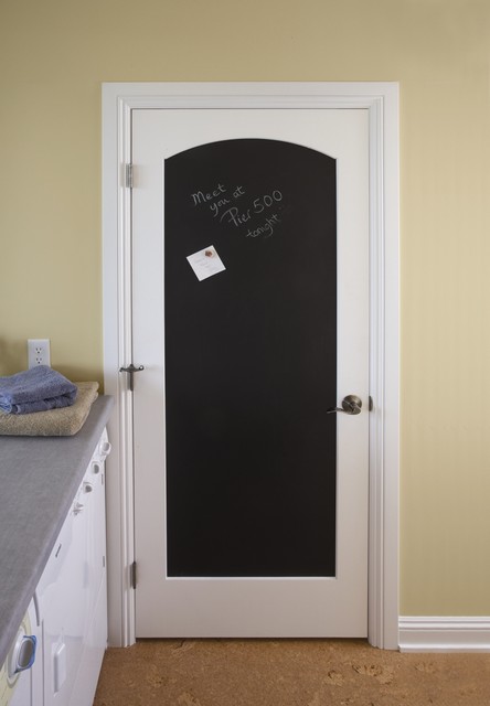 Arch Top Black Magnetic Chalkboard Door Eclectic Laundry Room