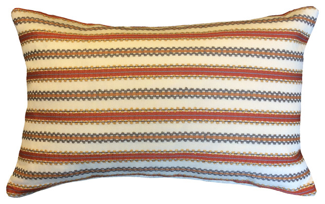 Orange Stripes On Cream Decorative Lumbar Pillow Cover