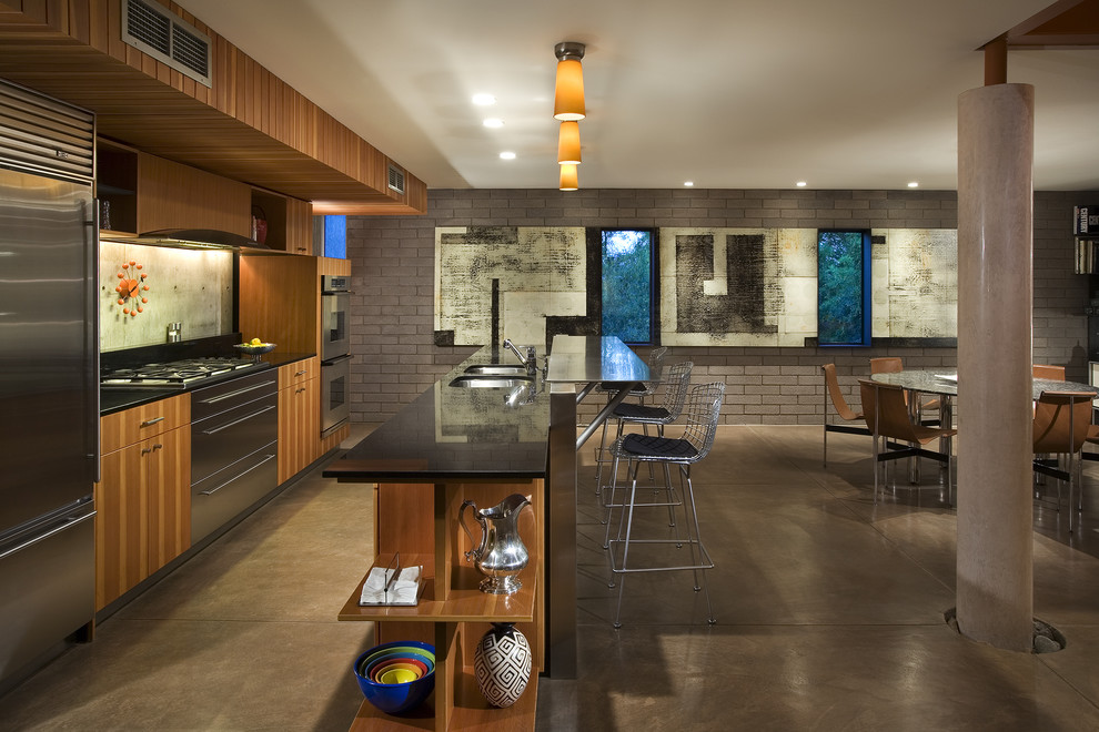 This is an example of an industrial kitchen in Phoenix with stainless steel appliances.
