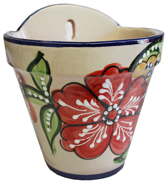 Spanish Hanging Wall Planter 5.5"D Mediterranean Outdoor Pots And