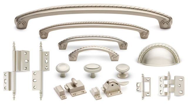 Rope Suite cabinet hardware collection in Silver Satin