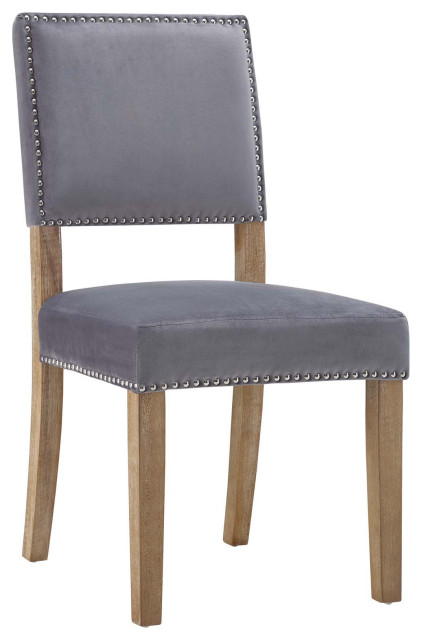Oblige Upholstered Fabric Wood Dining Chair, Gray