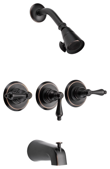 Multi-Setting Shower Head Designers Impressions 651687 Oil Rubbed Bronze Tub Shower Combo Faucet Single Handle Mixer Design 