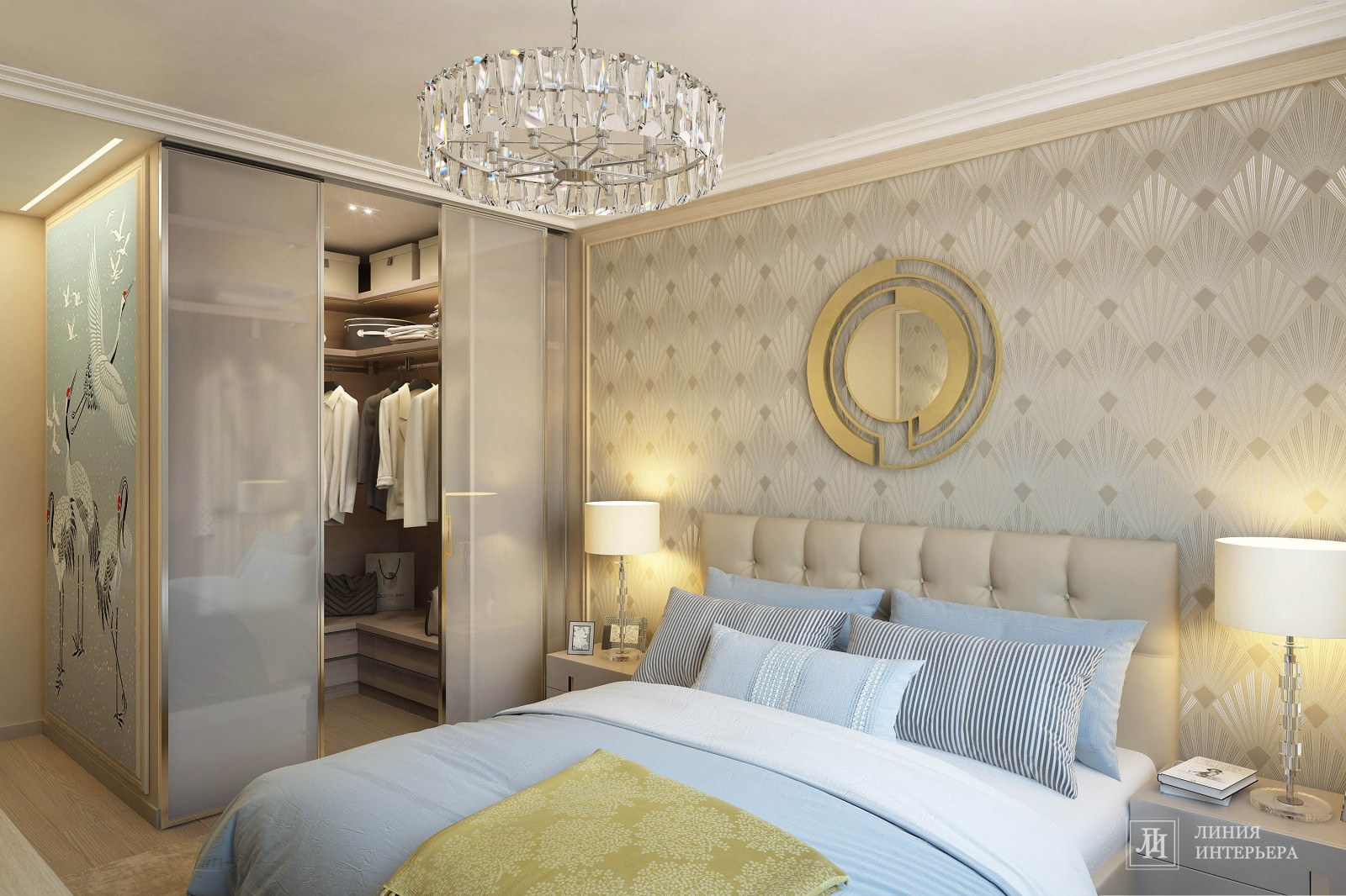 Спальня в теплых тонах