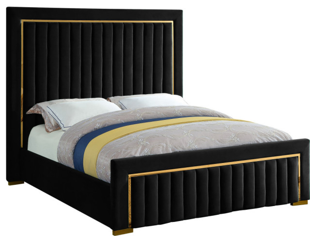 Dolce Velvet Upholstered Bed, Black, King