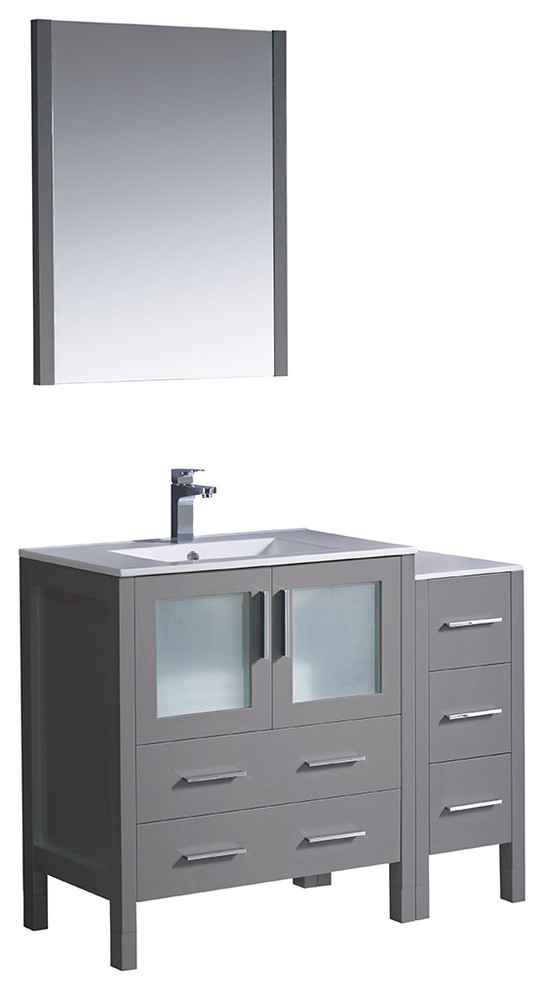 Torino Bathroom Vanity With Side and Integrated Sink, Gray, 42