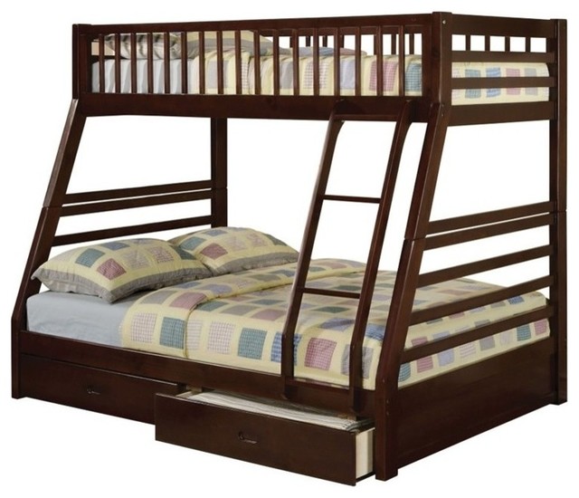 Bowery Hill Twin over Full Storage Bunk Bed in Espresso Transitional