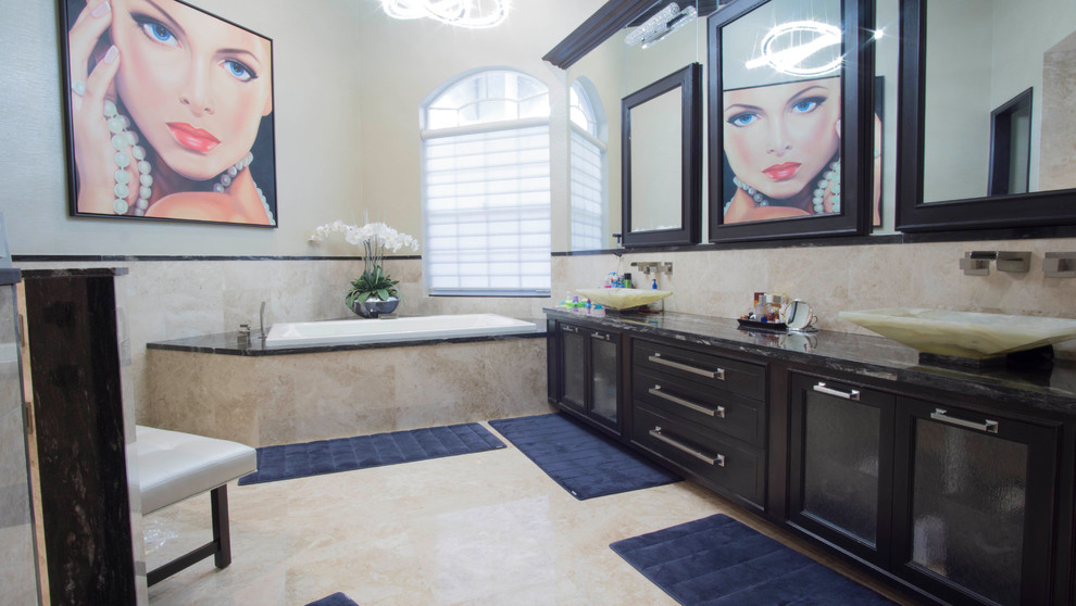This is an example of a large contemporary bathroom in Miami.