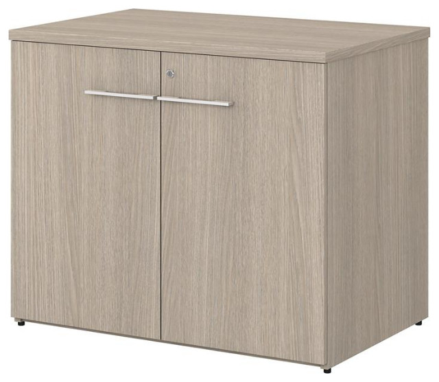 Office 500 36W Storage Cabinet with Doors in Sand Oak - Engineered Wood