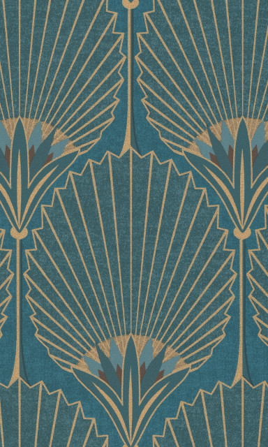 Bold Art Deco Fan Wallpaper, Blue, Double Roll