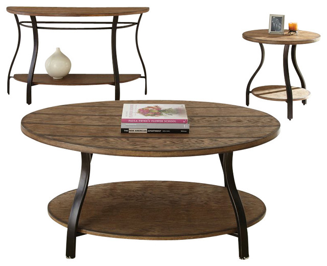 Steve Silver Company Denise 3 Piece Cocktail Table Set in Light Oak