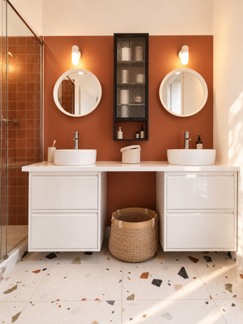 Colombes : suite parentale &eacute;l&eacute;gante et salle de bain optimis&eacute;e modern-badezimmer