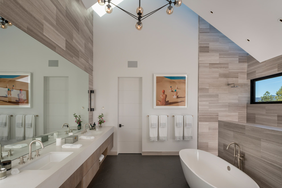 This is an example of a large contemporary bathroom in San Francisco.