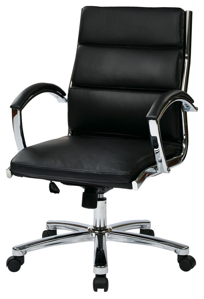 Mid Back Executive Black Faux Leather Chair