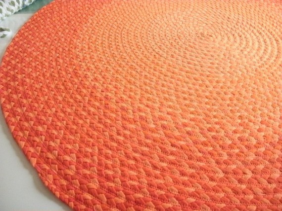 Deep Orange Ombre Braided Rug by Green at Heart Rugs
