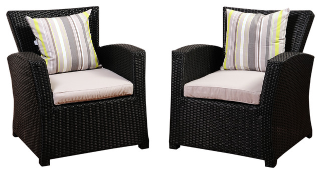 Atlantic Staffordshire 2 Piece Armchair Set Wicker Ideal For Outdoors Tropical Outdoor Lounge Chairs By Ia Houzz Atlantic Staffordshire 2 Piece Armchair, Black Wicker Furniture Outdoor