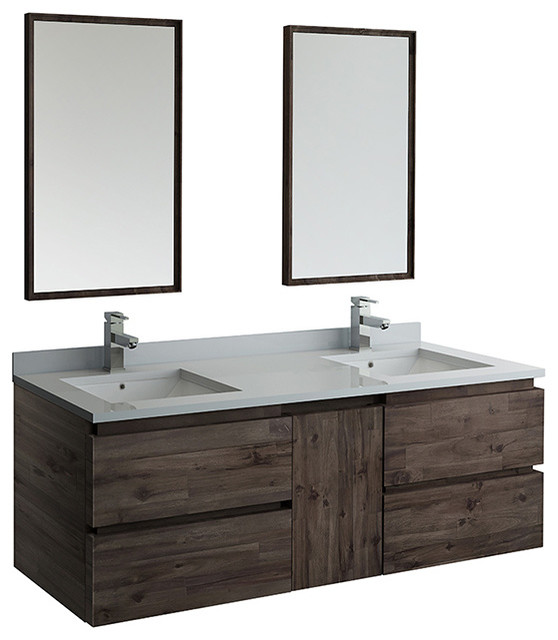Fresca Formosa 60 Wall Hung Double Sink Bathroom Vanity W Mirrors Fft1030bn