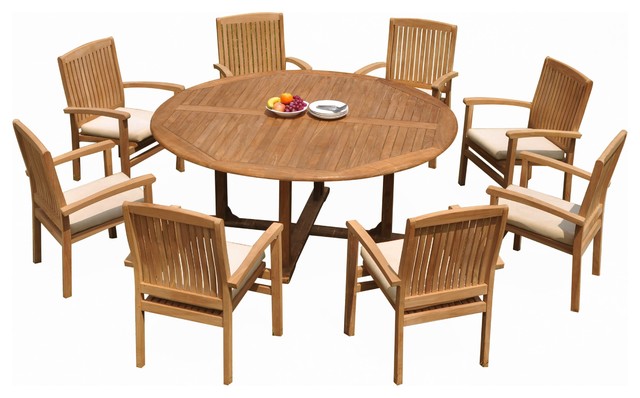 9 piece round outdoor dining table set