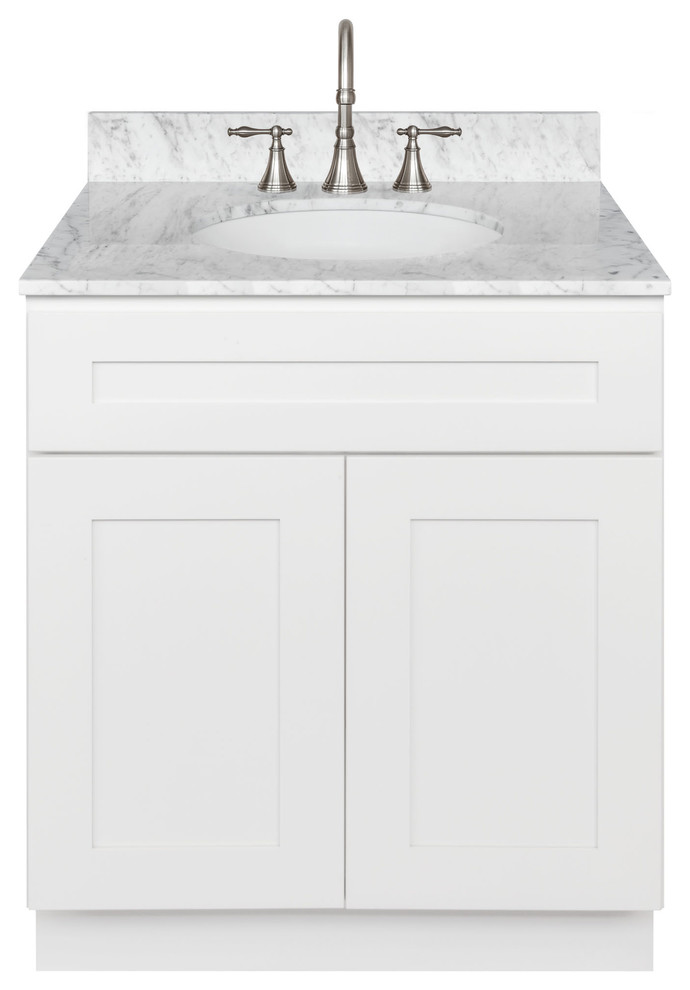 White Bathroom Vanity 30 Cara White Marble Top Faucet Lb7b