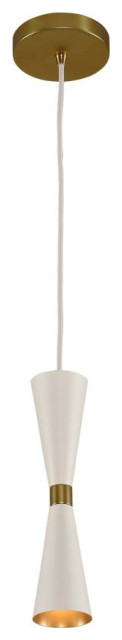 Kalco Lighting Milo 1 Light LED Mini Pendant In White And Vintage Brass