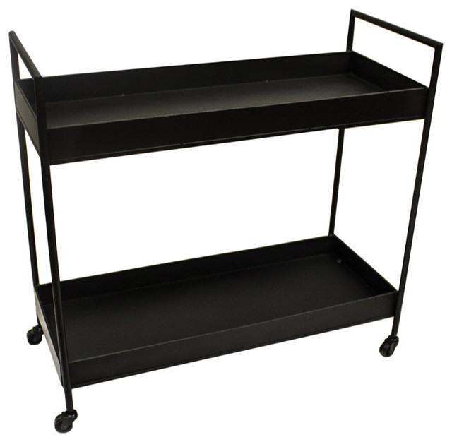 Metal Bar Cart With Two Shelves Transitional Carts By Metal Bar Cart With Two Shelves Black