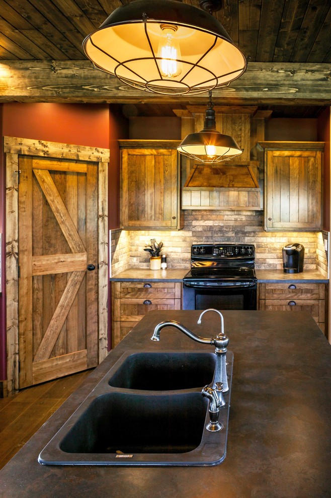 Inspiration for a rustic kitchen remodel in Edmonton