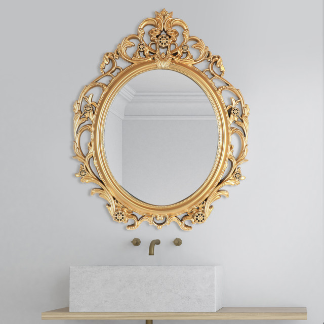 24"x20" Oval Gold Wall Mirror - Victorian - Bathroom Mirrors - by ...