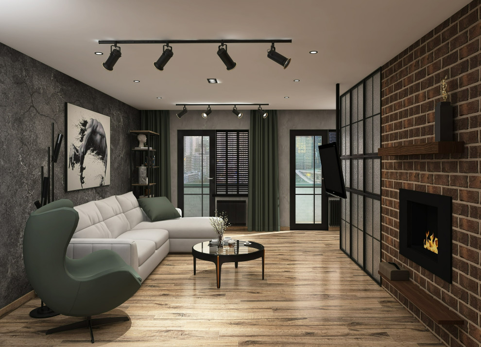 Квартира в стиле лофт с яркими акцентами