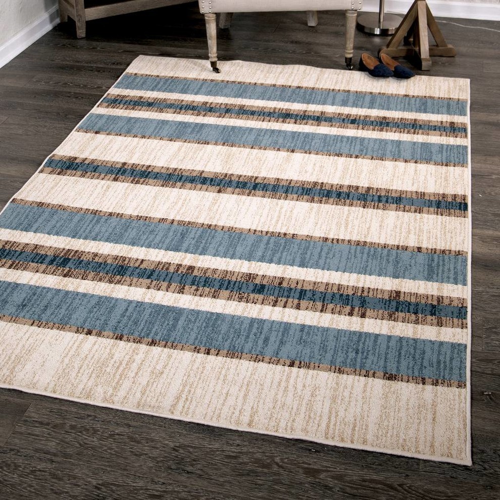 Orian Farmhouse Indoor/Outdoor Tourist Stripe Natural Area Rug