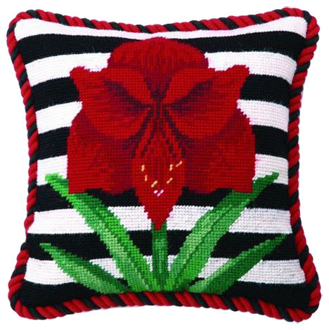 10 X10 Amaryllis Stripes Needle Point Pillow Contemporary