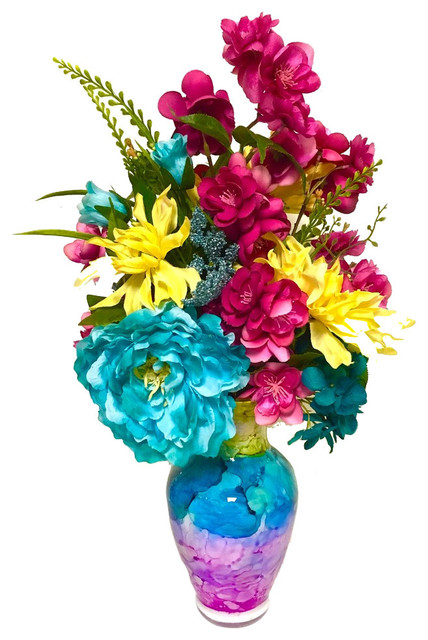 turquoise artificial flowers