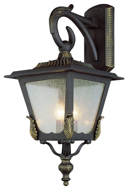 Black Gold And Seeded Glass Exterior Light - Traditional - Outdoor Wall Lights And Sconces - by ...