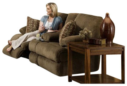 Catnapper Harbor Reclining Console Loveseat with Storage and Cupholders in Tobac