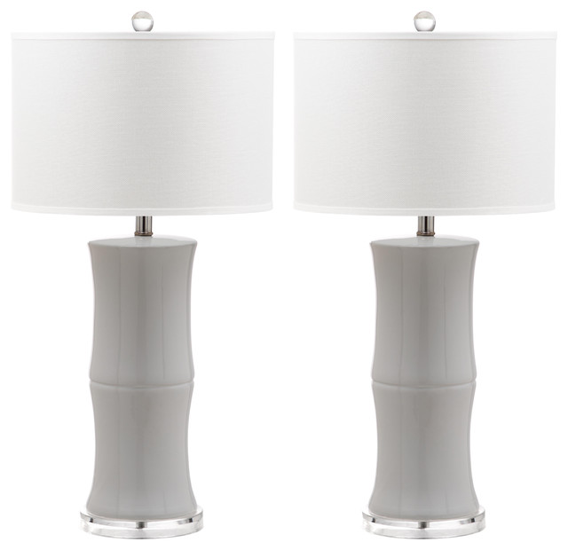 Bamboo Table Lamp Set Of 2 White Off Shade