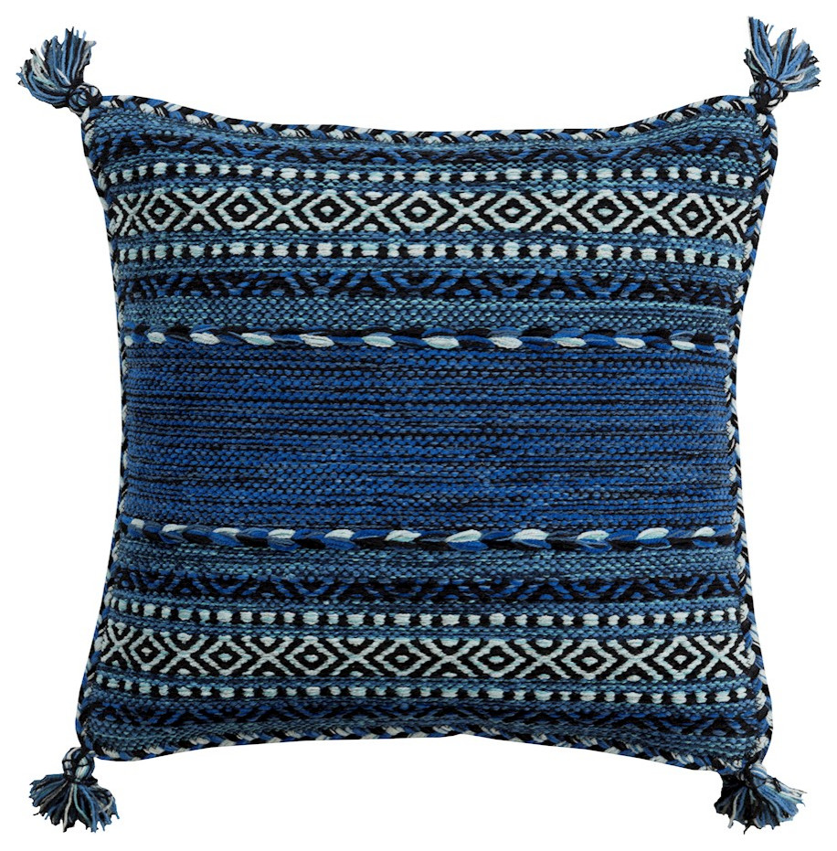 Trenza by Surya Down Pillow, Dk.Blue/Navy/Pale Blue, 20' x 20'
