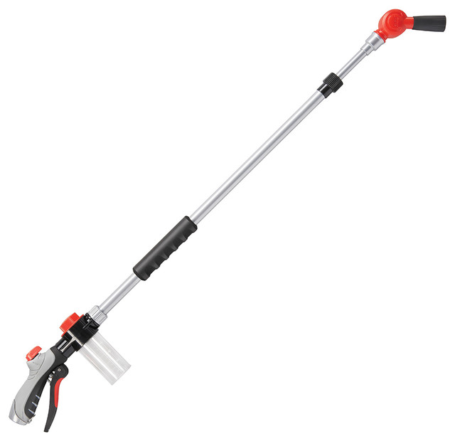 COLOURWAVE Metal 8 Pattern Thumb Control 18 Inch Watering Wand Red
