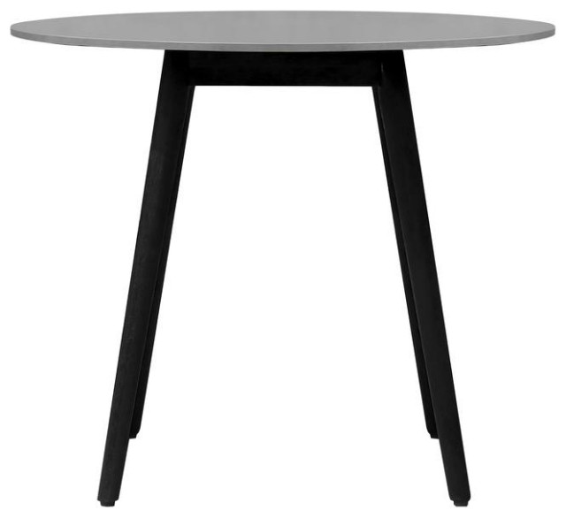 Sydney Outdoor Patio Round 36 Dining Table in Black Eucalyptus and Grey