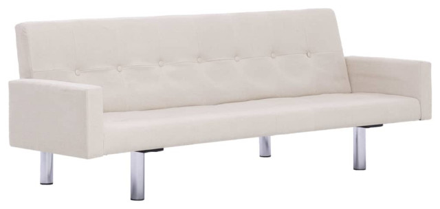 Vidaxl Sofa Bed With Armrest Cream, Sofa Bed Chaise Lounge