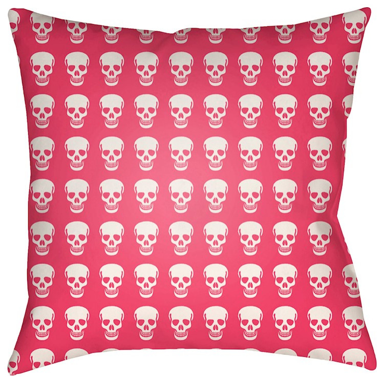 Punk by Surya Poly Fill Pillow, Bright Pink/White, 20' x 20'