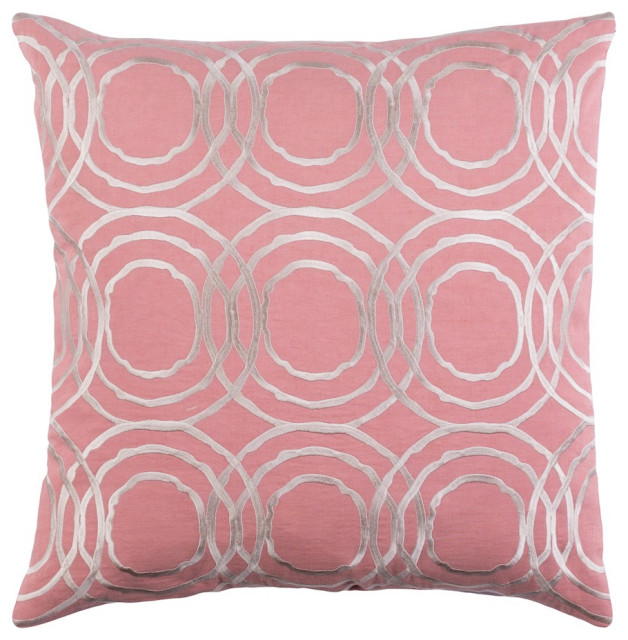 Ridgewood by A Wyly for Surya Down Pillow, Pale Pink/Cream, 20x20